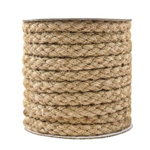 Tenn Well Braided Jute Rope, 25 Feet 11mm Thick Twine Rope for Crafting, Cat Scratching, Gardening, Bundling and Macrame Projects