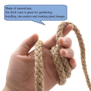 Tenn Well Braided Jute Rope, 25 Feet 11mm Thick Twine Rope for Crafting, Cat Scratching, Gardening, Bundling and Macrame Projects