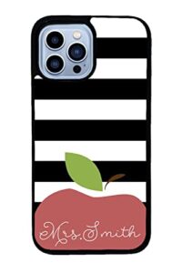 teachers appreciation gift personalized apple iphone black rubber phone case compatible with iphone 14 pro max, pro, max, iphone 13 pro max mini, 12 pro max mini, 11 pro max x xs max xr 8 7 plus
