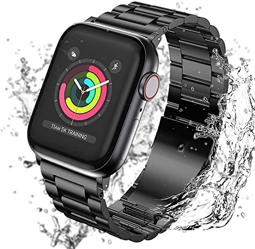 EPULY Compatible with Apple Watch Band 49mm 45mm 44mm 42mm 41mm 40mm 38mm, Business Stainless Steel Metal Watchband for iWatch Strap Ultra SE Series 8 7 6 5 4 3 2 1 Men & Women (Black, 49mm 45mm 44mm 42mm)