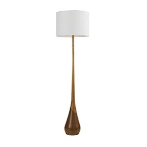 globe electric novogratz x globe harrington 65" floor lamp, 2-tone faux wood base, white fabric shade, socket rotary switch 67225