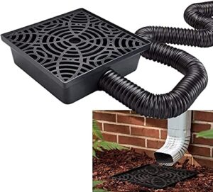 amerimax 12-in. no dig low profile catch basin downspout extension kit, black