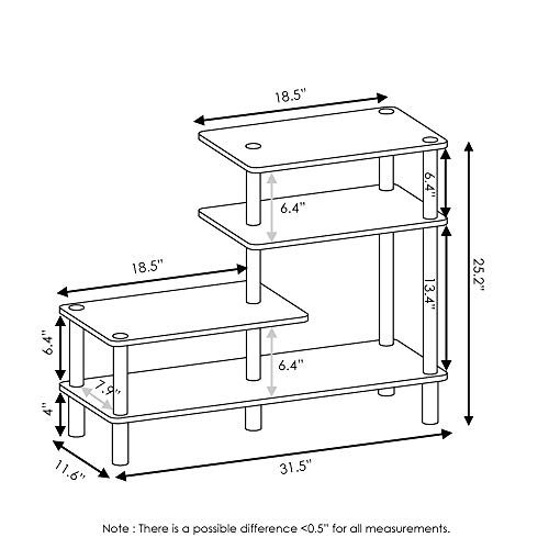 Furinno Turn-N-Tube 3-Tier Side Display Rack, French Oak Grey/Black