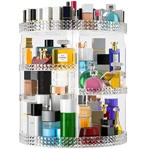 360 rotating makeup organizer countertop, clear acrylic large perfume organizer, organizador de perfumes, 7 layers make up organizer and storage fits for vanity and bathroom - plus size clear