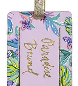 Lilly Pulitzer Leatherette Luggage Tag with Secure Strap, Colorful Suitcase Identifier for Travel, Mermaid in the Shade