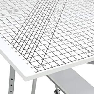 Sew Ready Foldable Hobby and Cutting Grid Table - 58.75" W x 36.5" D White Arts and Crafts Table with Grid Top and Silver Storage Drawers