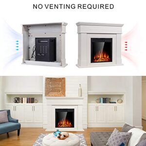 JAMFLY Electric Fireplace Mantel Package Wooden Surround Firebox TV Stand Free Standing Electric Fireplace Heater with Logs, Adjustable Led Flame, Remote Control, 750W-1500W, Lvory White…