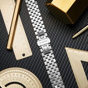 BINLUN Stainless Steel Watch Band with Curved and Straight End, Replacement Metal Watch Straps for Men Women 18mm/19mm/20mm/21mm/22mm/24mm in Silver, Gold, Black, Rose Gold, Two Toned
