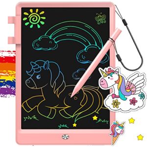 flueston toys for girls boys lcd kids writing tablet 10 inch drawing pad, colorful screen doodle learning board for preschool kids, travel gifts girl boy toys for age 3 4 5 5+ 6-8 8-10 toddler