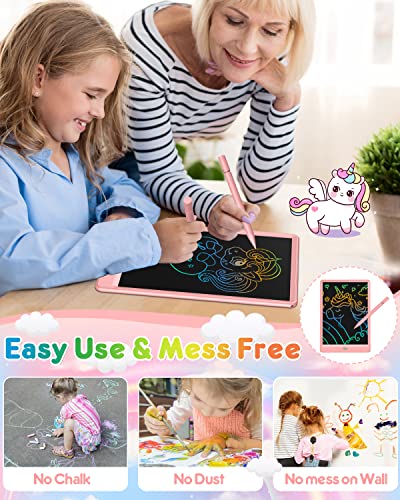 FLUESTON Toys for Girls Boys LCD Kids Writing Tablet 10 Inch Drawing Pad, Colorful Screen Doodle Learning Board for Preschool Kids, Travel Gifts Girl Boy Toys for Age 3 4 5 5+ 6-8 8-10 Toddler