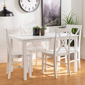walker edison 4 person modern farmhouse wood small dining table with 4 chairs set for dining room kitchen, 48 inch, white