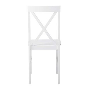 Walker Edison 4 Person Modern Farmhouse Wood Small Dining Table with 4 Chairs Set for Dining Room Kitchen, 48 Inch, White