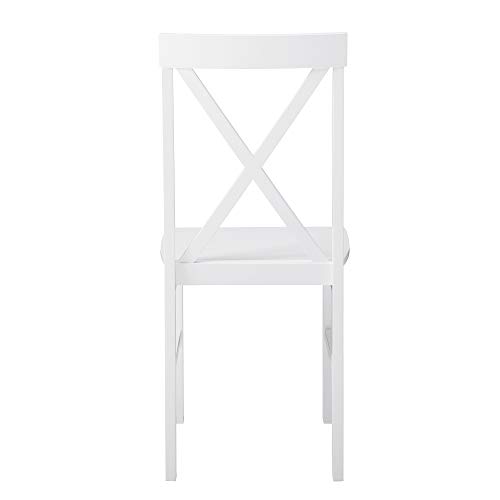 Walker Edison 4 Person Modern Farmhouse Wood Small Dining Table with 4 Chairs Set for Dining Room Kitchen, 48 Inch, White