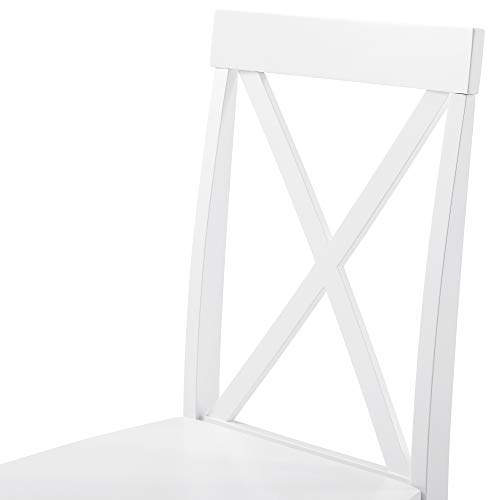 Walker Edison 4 Person Modern Farmhouse Wood Small Dining Table with 4 Chairs Set for Dining Room Kitchen, 48 Inch, White