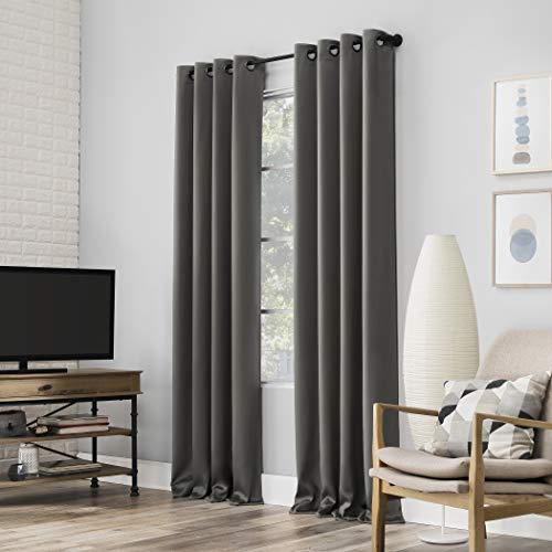 Sun Zero Nordic 2-pack Theater Grade Extreme 100% Blackout Grommet Curtain Panel Pair, 52" x 96", Gray