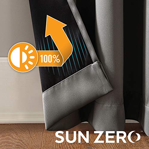 Sun Zero Nordic 2-pack Theater Grade Extreme 100% Blackout Grommet Curtain Panel Pair, 52" x 96", Gray