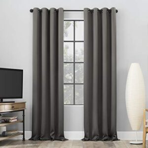 Sun Zero Nordic 2-pack Theater Grade Extreme 100% Blackout Grommet Curtain Panel Pair, 52" x 96", Gray