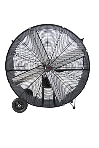 K Tool International 77742; 42” Belt Drive Drum Fan; Industrial Fan, Garage, Shop, High Speed 2-Speed, Durable, Cut-Off Protection, Easy Mobility Rubber Wheels; 1 Year Warranty, 14,800 Max CFM, Black