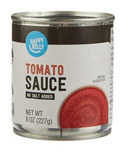 amazon brand - happy belly tomato sauce, no salt added, 8 ounce
