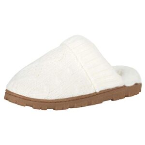 jessica simpson womens soft cable knit slippers with indoor/outdoor sole, cream, small