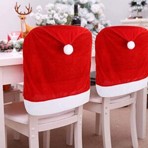 4pc red hat dining chair slipcovers,christmas chair back covers kitchen chair covers for christmas holiday festival decoration