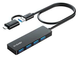 byeasy usb hub, usb 3.1 c to usb 3.0 hub with 4 ports and 2ft extended cable, ultra slim portable usb splitter for macbook, mac pro/mini, imac, ps4, ps5, surface pro,flash drive, samsung(black)