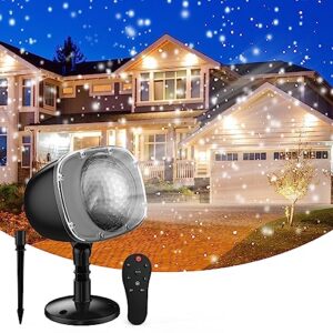 somktn christmas snowfall projector lights, holiday projector lights waterproof snow flurries landscape spotlight with remote for xmas party wedding home decor