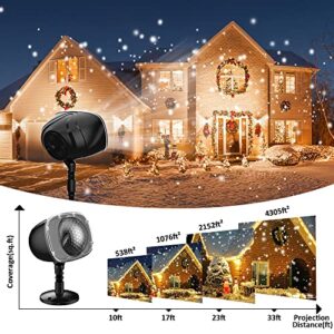 SOMKTN Christmas Snowfall Projector Lights, Holiday Projector Lights Waterproof Snow Flurries Landscape Spotlight with Remote for Xmas Party Wedding Home Decor