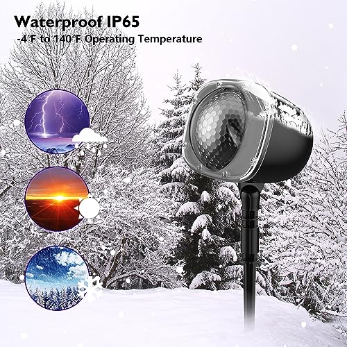 SOMKTN Christmas Snowfall Projector Lights, Holiday Projector Lights Waterproof Snow Flurries Landscape Spotlight with Remote for Xmas Party Wedding Home Decor