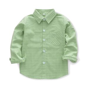 ochenta little big boys plaid flannel button down shirt long sleeve school uniform clothes casual dress tops green 130cm - 5-6x