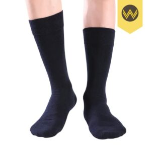 WANDER Men's Solid Dress Socks Cotton Black Men 8 Pairs Trouser Thin Classic Socks (Shoe Size:13-15, 8 Pairs Navy)