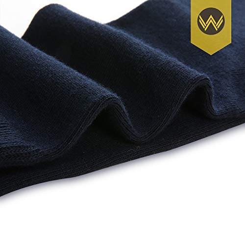 WANDER Men's Solid Dress Socks Cotton Black Men 8 Pairs Trouser Thin Classic Socks (Shoe Size:13-15, 8 Pairs Navy)