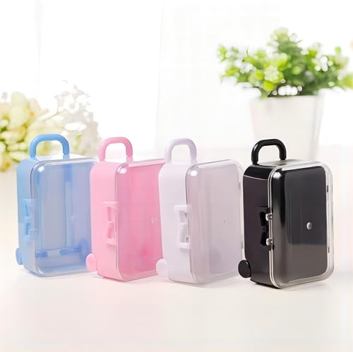 BaaSid 4PCS Mini Plastic Travel Suitcase Candy Box Suit for Doll Wedding Party Decoration,Doll Suitcase, Mini Luggage,suitcase Gift Box