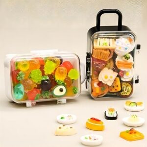 BaaSid 4PCS Mini Plastic Travel Suitcase Candy Box Suit for Doll Wedding Party Decoration,Doll Suitcase, Mini Luggage,suitcase Gift Box