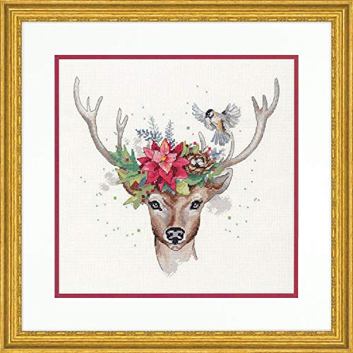 Dimensions Counted Kit, Woodland Deer Christmas Cross Stitch, 12'' x 12''