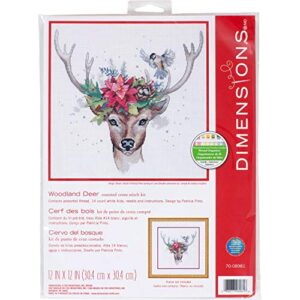 dimensions counted kit, woodland deer christmas cross stitch, 12'' x 12''