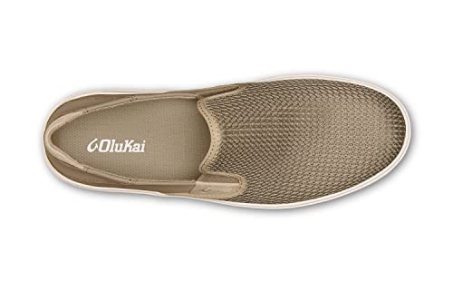 OLUKAI Lae'ahi Men's Slip On Sneakers, Lightweight Barefoot Feel & Breathable Mesh, Water Resistant Heel & Wet Grip Rubber Soles, Removable Gel Insert, Clay/Clay, 10.5