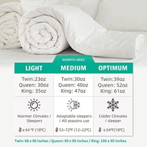 APSMILE Luxurious King Goose Feathers Down Comforter, Ultra-Soft Pima Cotton Goose Down Duvet, 39oz Hotel Collection Down Comforter Medium Warmth All Season Fluffy Duvet Insert (106x90, White)