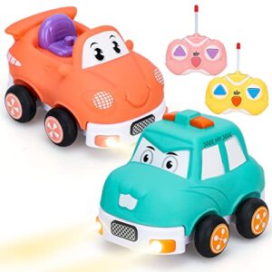 TOY Life 2 Pack Remote Control Cars for Toddlers Boys Girls 3-5 4-7 with Washable & Detachable Covers, Toddler RC Car Toys Gifts for 2 Year Old Boys, Kids Baby Remote Control Toy Cars