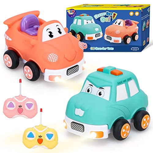 TOY Life 2 Pack Remote Control Cars for Toddlers Boys Girls 3-5 4-7 with Washable & Detachable Covers, Toddler RC Car Toys Gifts for 2 Year Old Boys, Kids Baby Remote Control Toy Cars