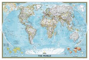national geographic world classic political wall map - 36 x 24 inches - art quality print