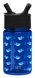 simple modern kids water bottle plastic bpa-free tritan cup with leak proof straw lid | reusable and durable for toddlers, boys, girls | summit collection | 12oz, shark bite