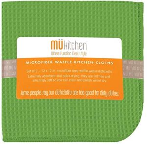 mÜkitchen | waffle microfiber dish cloths are 100% microfiber | durable & absorbent dish cloths for cleaning, polishing & drying | machine washable and reusable | set of 3 | storm