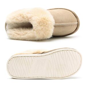 Epsion Womens Winter Warm Slipper Faux Fur Fluffy Slip-On House Slippers Suede Plush Lined/Anti-Skid Sole Indoor Outdoor