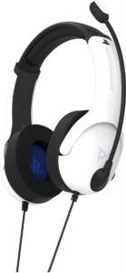 pdp airlite wired stereo gaming playstation headset with noise cancelling boom microphone: ps5/ps4 (frost white)