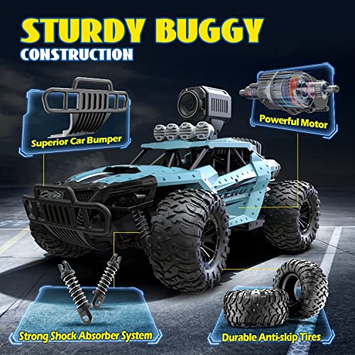 DEERC RC Cars DE36W Remote Control Car with 1080P HD FPV Camera, 1/16 Scale Off-Road Remote Control Truck, High Speed Monster Trucks for Kids Adults 2 Batteries for 60 Min Play, Gift for Boys