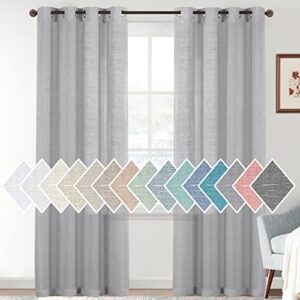 linen sheer curtains 84 inches long semi sheer gray curtains - privacy added silver grommet linen curtain panels for living room/bedroom light filtering curtains (52"w x 84"l, 2 panels)