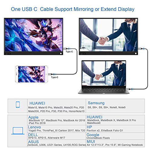 ZSCMALLS Portable Monitor 15.6 Inch Full HD Computer Display USB C Dual Monitor with Speaker, Gaming Monitor for PS3 PS4 Xbox Nintendo Raspberry pi