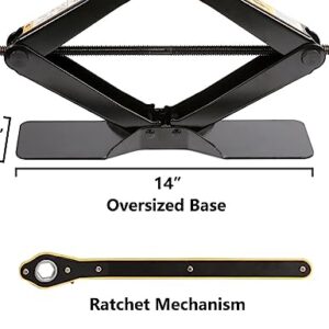 LEADBRAND Scissor Jack, 2.5 Ton(5,511lbs), Oversized Base, with Positive and Negative Screw, Saving Strength Design, Ideal for Auto/Pickup/Truck/SUV/MPV