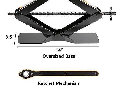 LEADBRAND Scissor Jack, 2.5 Ton(5,511lbs), Oversized Base, with Positive and Negative Screw, Saving Strength Design, Ideal for Auto/Pickup/Truck/SUV/MPV